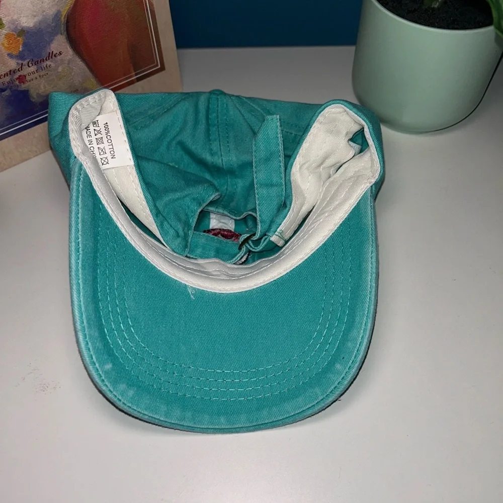 WOMENS TEAL CAP WITH EYEBALL EMBROIDERY